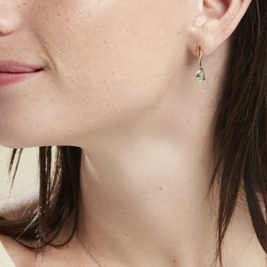 Histoire d'Or Boucles D'oreilles Pendantes Or Jaune Assaf Topaze