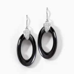 Boucles D'oreilles Pendantes Peer Argent Blanc Oxyde De Zirconium-Histoire d'Or