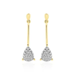 Boucles D'oreilles Pendantes Pear C Or Jaune Diamant-Histoire d'Or Best