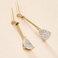 Boucles D'oreilles Pendantes Pear C Or Jaune Diamant-Histoire d'Or Best