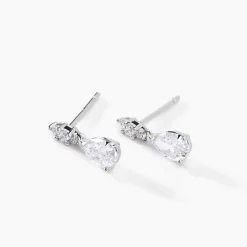 Boucles D'oreilles Pendantes Marie-helena Argent  Oxyde De Zirconium-Histoire d'Or Hot