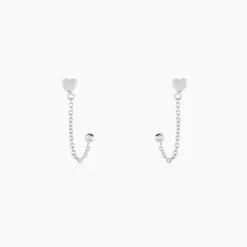 Boucles D'oreilles Pendantes Honor Argent Blanc-Histoire d'Or