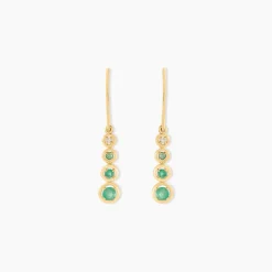 Boucles D'oreilles Pendantes Josephine Or Jaune Emeraude-Histoire d'Or Sale
