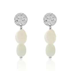 Boucles D'oreilles Pendantes Aroha Argent Blanc Amazonite Perle-Histoire d'Or Hot