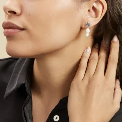 Boucles D'oreilles Pendantes Aroha Argent Blanc Amazonite Perle-Histoire d'Or Hot