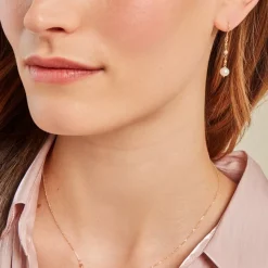 Boucles D'oreilles Pendantes Bindy Or Jaune Perle De Culture-Histoire d'Or New