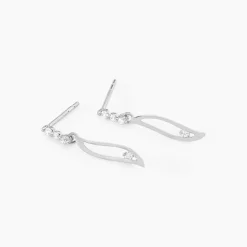 Boucles D'oreilles Pendantes Ysanna Or Blanc Oxyde De Zirconium-Histoire d'Or Clearance