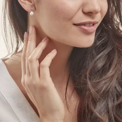 Boucles D'oreilles Pendantes Dolores Argent  Perle De Culture Et Oxyde-Histoire d'Or