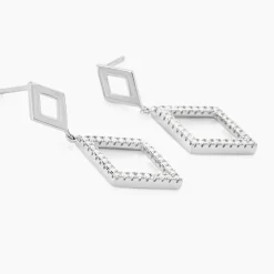 Boucles D'oreilles Pendantes Sounia Argent Blanc Oxyde De Zirconium-Histoire d'Or New