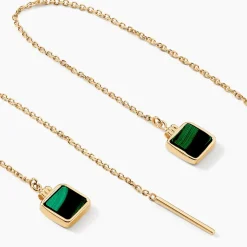 Boucles D'oreilles Pendantes Caron Or Jaune Malachite-Histoire d'Or Outlet