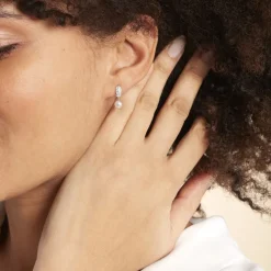 Boucles D'oreilles Pendantes Providence Argent  Perle De Culture Oxyde-Histoire d'Or Sale