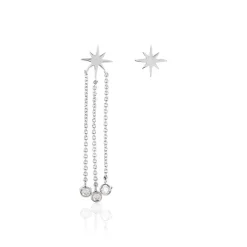 Boucles D'oreilles Pendantes Clarence Argent Blanc Oxyde De Zirconium-Histoire d'Or