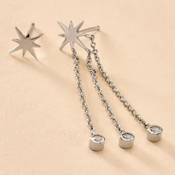 Boucles D'oreilles Pendantes Clarence Argent Blanc Oxyde De Zirconium-Histoire d'Or