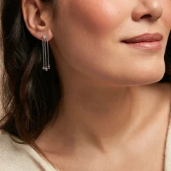 Boucles D'oreilles Pendantes Clarence Argent Blanc Oxyde De Zirconium-Histoire d'Or