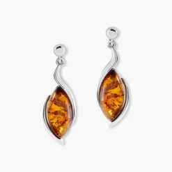 Histoire d'Or Boucles D'oreilles Pendantes Vyara Argent Blanc Ambre