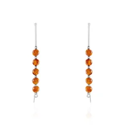 Boucles D'oreilles Pendantes Satu Argent Blanc Ambre-Histoire d'Or Clearance