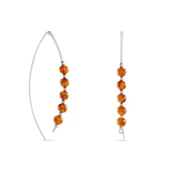 Boucles D'oreilles Pendantes Satu Argent Blanc Ambre-Histoire d'Or Clearance