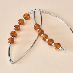 Boucles D'oreilles Pendantes Satu Argent Blanc Ambre-Histoire d'Or Clearance