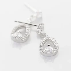 Boucles D'oreilles Pendantes Istanbul Argent Blanc Oxyde De Zirconium-Histoire d'Or Online