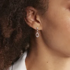 Boucles D'oreilles Pendantes Istanbul Argent Blanc Oxyde De Zirconium-Histoire d'Or Online