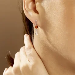 Boucles D'oreilles Pendantes Nolana Argent Blanc Ambre-Histoire d'Or Hot