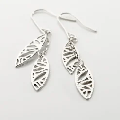 Boucles D'oreilles Pendantes Bartolomea Feuille Or Blanc-Histoire d'Or Outlet