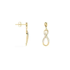 Boucles D'oreilles Pendantes Dunya Plaqué Or Jaune Oxyde De Zirconium-Histoire d'Or Best