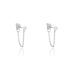 Boucles D'oreilles Pendantes Argent Blanc Leent Perles De Culture-Histoire d'Or Discount