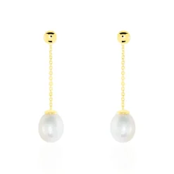 Boucles D'oreilles Pendantes Valera Or Jaune Perle De Culture-Histoire d'Or Hot