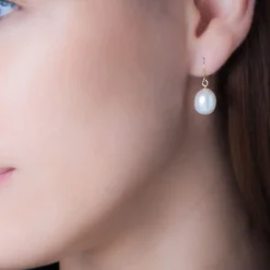 Boucles D'oreilles Pendantes Baroque Or Jaune Perle De Culture-Histoire d'Or Discount