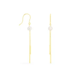 Boucles D'oreilles Pendantes Salman Or Jaune Perle De Culture-Histoire d'Or