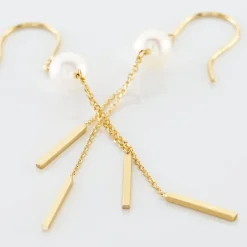 Boucles D'oreilles Pendantes Salman Or Jaune Perle De Culture-Histoire d'Or