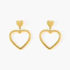 Histoire d'Or Boucles D'oreilles Pendantes Tassy Acier Jaune