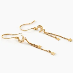 Boucles D'oreilles Pendantes Stellar Or Jaune Oxyde De Zirconium-Histoire d'Or