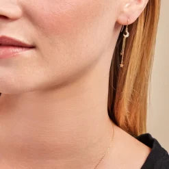 Boucles D'oreilles Pendantes Stellar Or Jaune Oxyde De Zirconium-Histoire d'Or