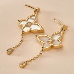 Boucles D'oreilles Pendantes Areli Plaque Or Doré Nacre Oxyde-Histoire d'Or Clearance