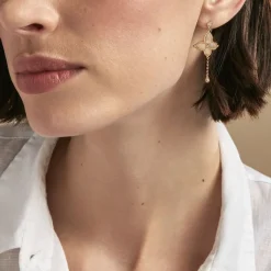 Boucles D'oreilles Pendantes Areli Plaque Or Doré Nacre Oxyde-Histoire d'Or Clearance