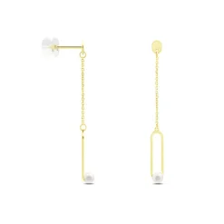 Boucles D'oreilles Pendantes Or Jaune Lucasta Perle De Culture-Histoire d'Or Hot