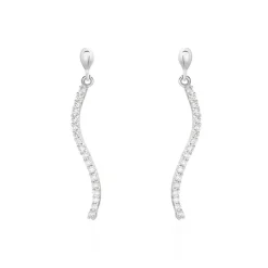 Boucles D'oreilles Pendantes Torsade Or Blanc Oxyde De Zirconium-Histoire d'Or Outlet