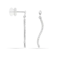 Boucles D'oreilles Pendantes Torsade Or Blanc Oxyde De Zirconium-Histoire d'Or Outlet