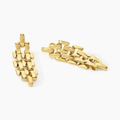 Boucles D'oreilles Pendantes Lady Code Acier Jaune-Histoire d'Or