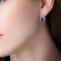 Boucles D'oreilles Pendantes Nerea Argent Blanc Céramique Et Oxyde-Histoire d'Or New