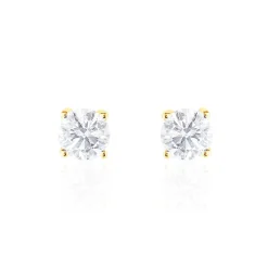 Histoire d'Or Boucles D'oreilles Puces 4 Griffes Or Jaune Diamant Synthetique