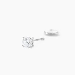 Histoire d'Or Boucles D'oreilles Puces 4 Griffes Or Blanc Diamant Synthetique
