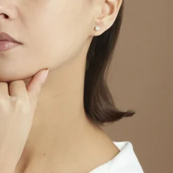 Histoire d'Or Boucles D'oreilles Puces 4 Griffes Or Blanc Diamant Synthetique