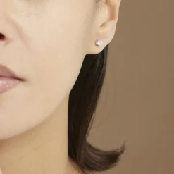 Histoire d'Or Boucles D'oreilles Puces 4 Griffes Or Blanc Diamant Synthetique