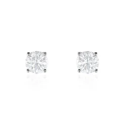 Histoire d'Or Boucles D'oreilles Puces 4 Griffes Or Blanc Diamant Synthetique