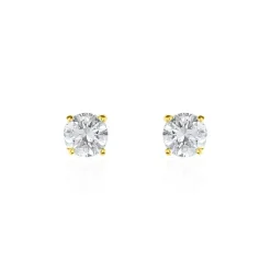 Histoire d'Or Boucles D'oreilles Puces 4 Griffes Or Jaune Diamant Synthetique