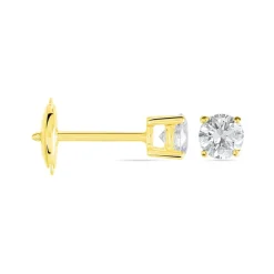 Histoire d'Or Boucles D'oreilles Puces 4 Griffes Or Jaune Diamant Synthetique