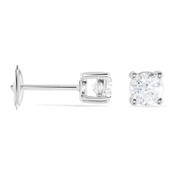 Histoire d'Or Boucles D'oreilles Puces 4 Griffes Or Blanc Diamant Synthetique
